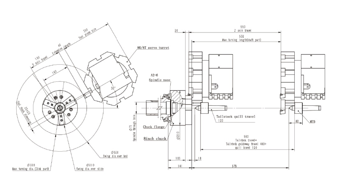 Máy tiện CNC MT8-500 Mozley