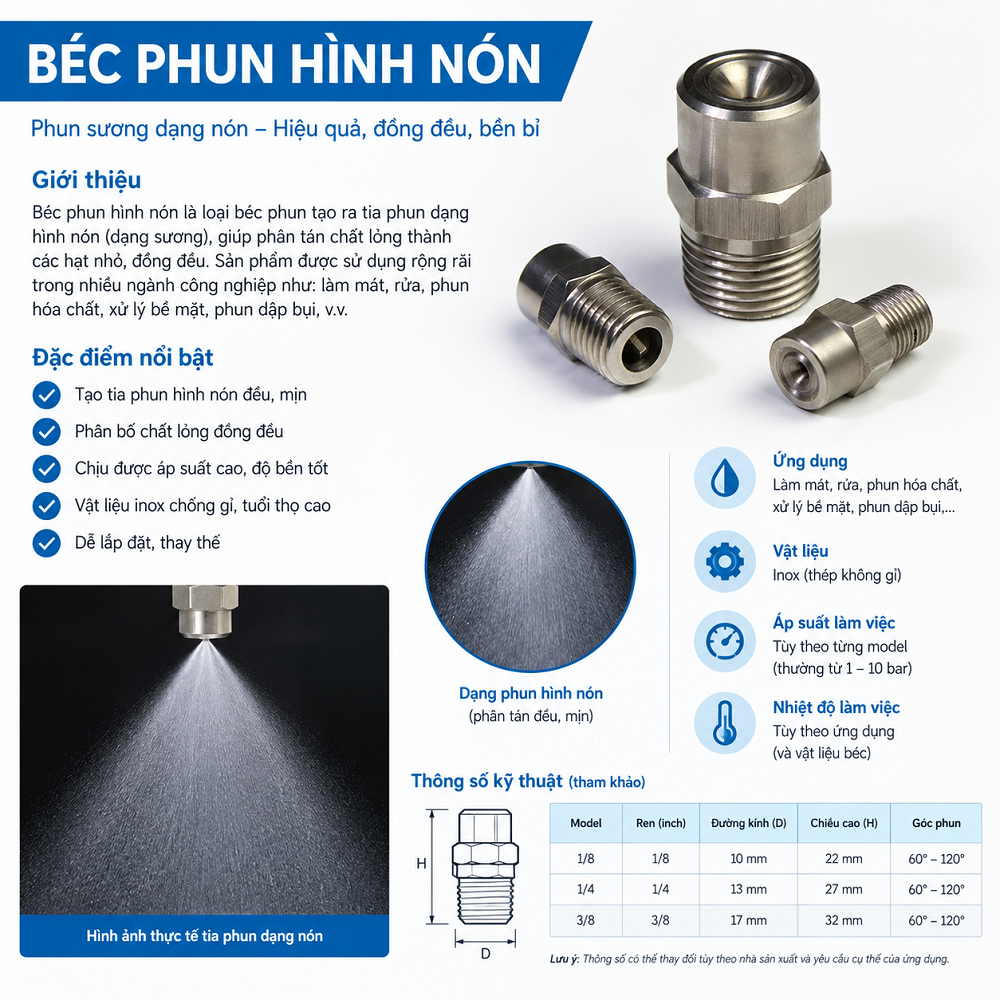 Béc phun hình nón inox – Kansai